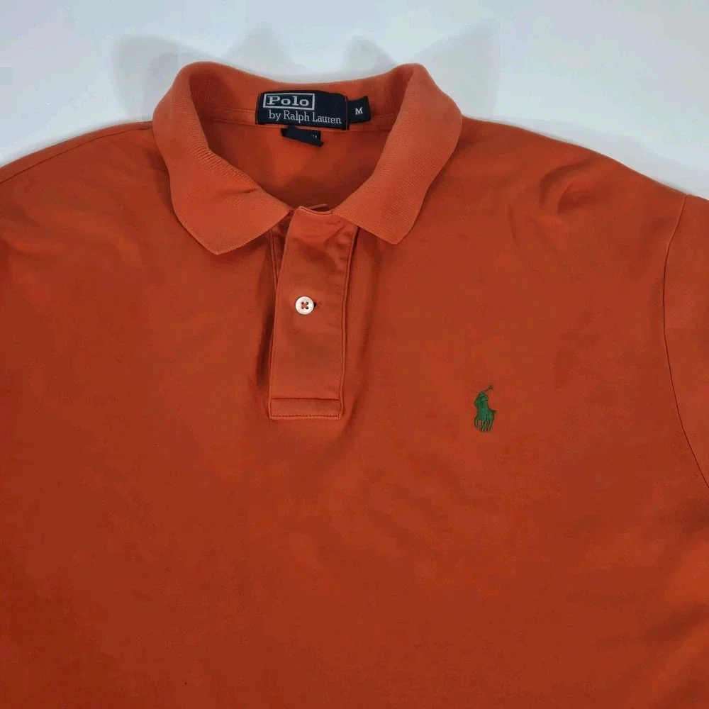 Polo Ralph Lauren Soft Touch Shirt Sz Medium Green‎ Pony Orange